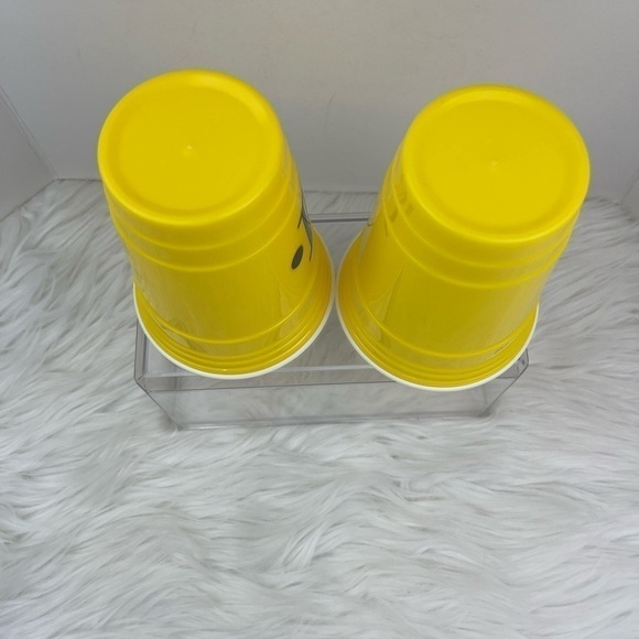 NEW Monogrammed Letter “M” Set of 2 Yellow Hard Plastic Cups - Picture 3 of 7